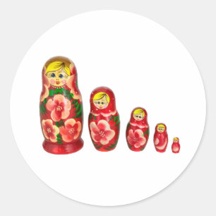 Stacking dolls classic round sticker