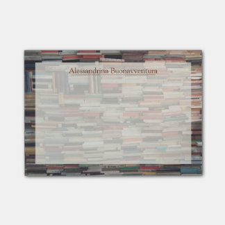 Stacks of Books with Custom Name Post-it Notes