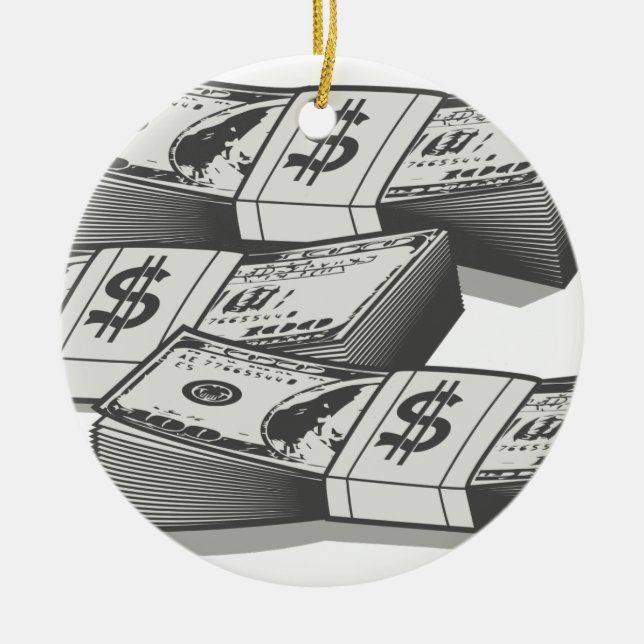 Stacks of Cash Ceramic Tree Decoration (Front)