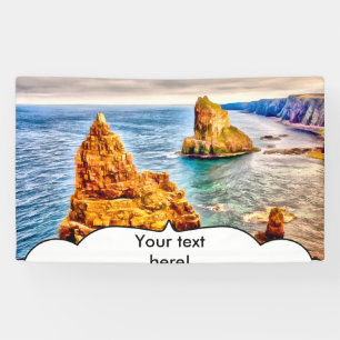 Stacks of duncansby Scotland painting Banner