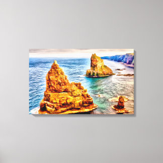 Stacks of duncansby Scotland painting Canvas Print
