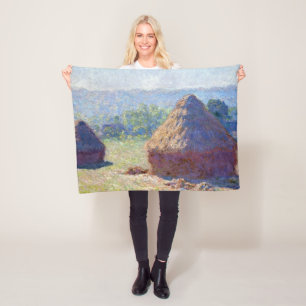 Stacks of Wheat (End of Summer), Monet Fleece Blanket