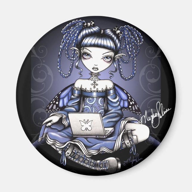 Stacy Blue Lab Top Fairy Magnet (Front)