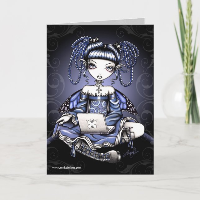 Stacy Blue Lap Top Fairy Card (Front)