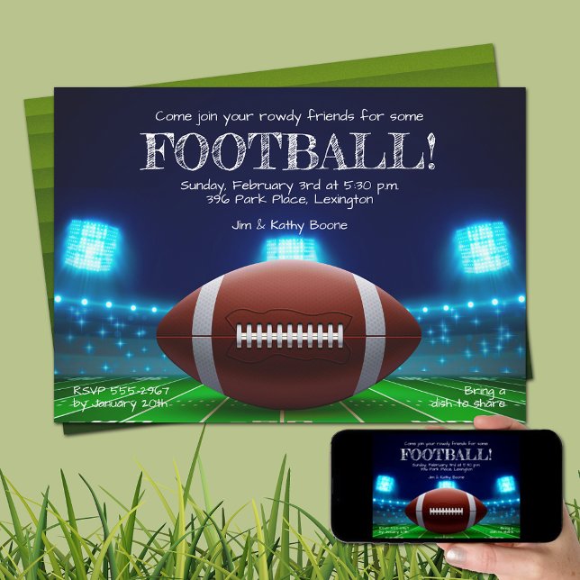 Stadium Lights Football Invitation (Order as INSTANT DOWNLOAD to send digitally or PRINTED or both!)