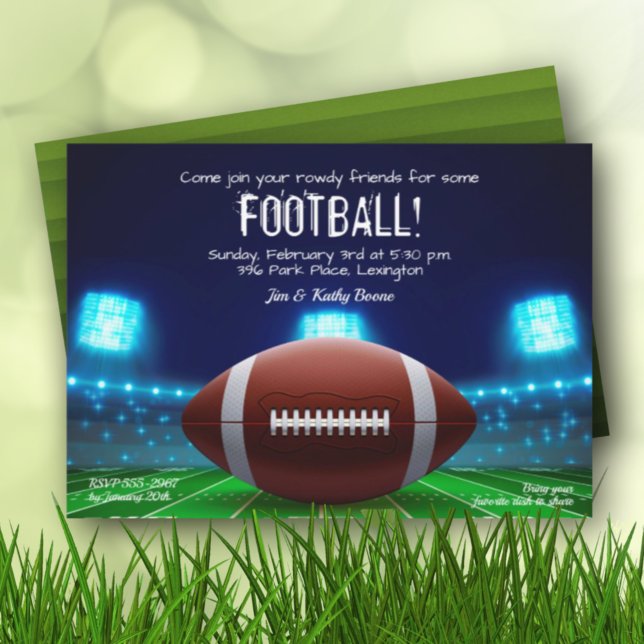 Stadium Lights Super Fan Football Party Invitation (Creator Uploaded)