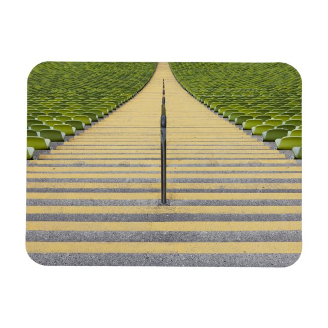 Stadium stairway between rows of green seats magnet (Horizontal)