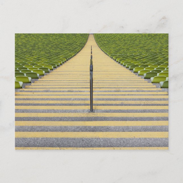 Stadium stairway between rows of green seats postcard (Front)