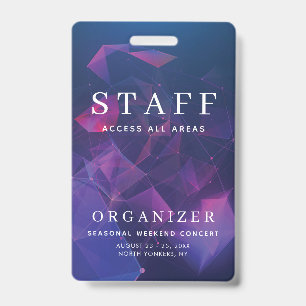 Staff All Access Pass Concert Backstage Geometric ID Badge