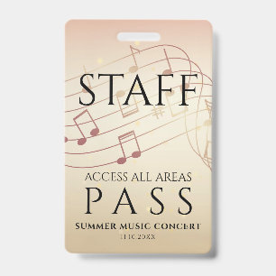 Staff All Access Pass Music Festival ID Badge