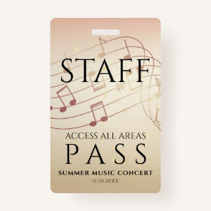 Staff All Access Pass Music Festival ID Badge