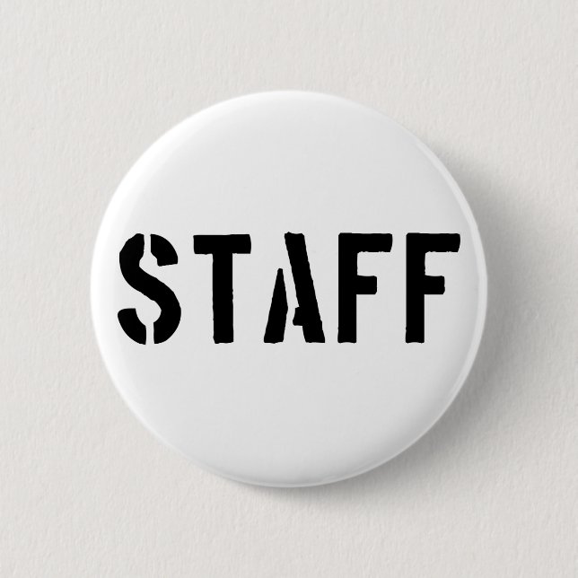 Staff black and white 6 cm round badge (Front)