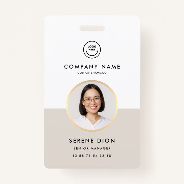 Staff Company Employee ID Sand Photo ID Badge (Front)