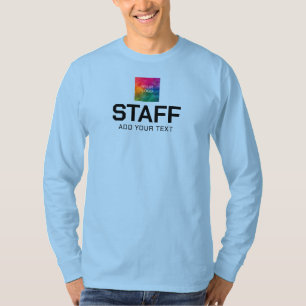 Staff Crew Mens Light Blue Long Sleeve Bulk T-Shirt