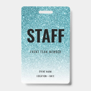 Staff Custom Event or Concert Blue Glitter ID Badge