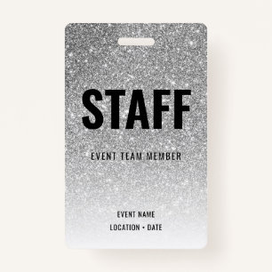 Staff Custom Event or Concert Silver Glitter ID Badge