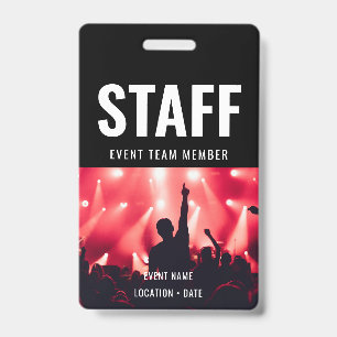 Staff Custom Name All Access Pass Concert ID Badge