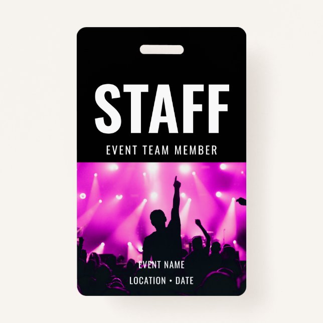 Staff Custom Name All Access Pass ConcertStaff Cus ID Badge (Front)