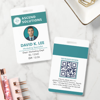 Staff Employee Badges - Security Access Card Green ID Badge