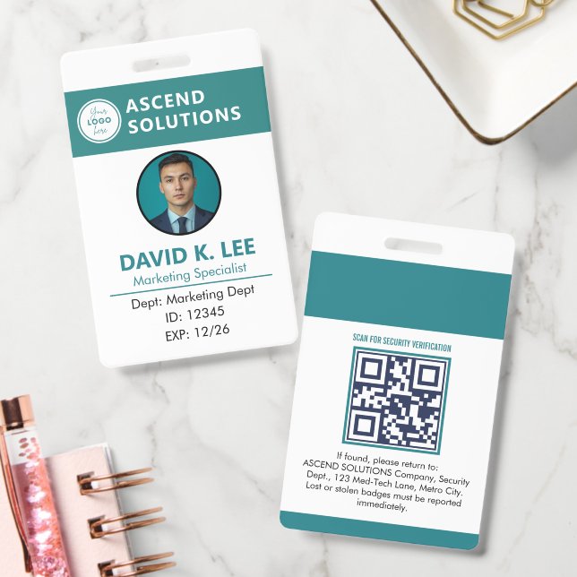 Staff Employee Badges - Security Access Card Green ID Badge (Office)