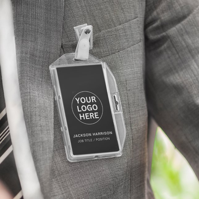 Staff Employee ID Professional Business Logo Black ID Badge (Creator Uploaded)