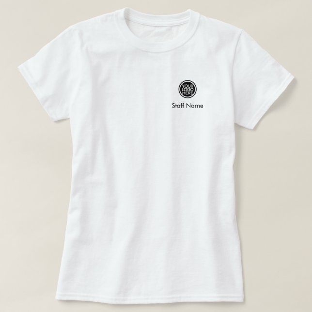 Staff Name Your Logo\ Custom Business Company T-Shirt (Design Front)