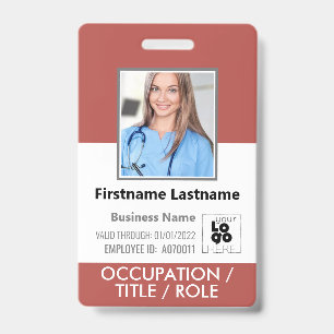Staff Photo ID Card Barcode Logo Rectory Red Name Badge