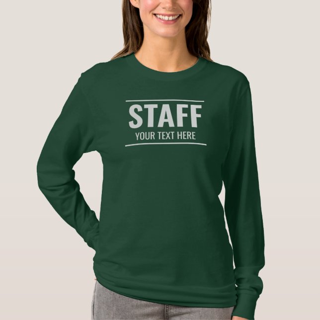 Staff Team Member Double Sided Print Womens T-Shirt (Front)