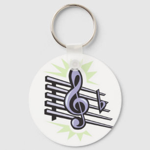 staff treble cleft music note design key ring