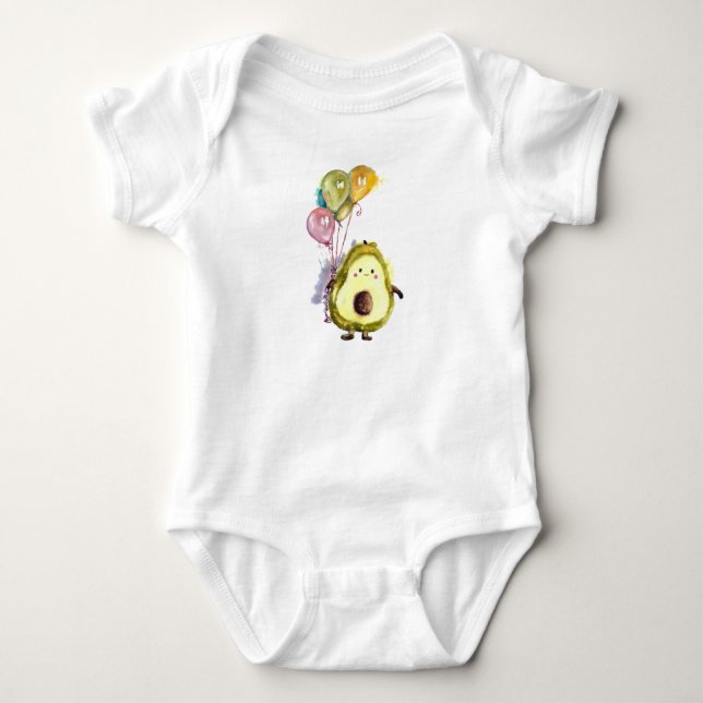 Staffed avocado  teddy toy with balloons T-Shirt Baby Bodysuit (Front)