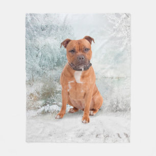 Staffie Christmas Fleece Blanket