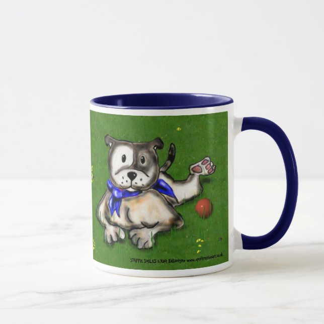 STAFFIE SMILES lying down mug (Right)