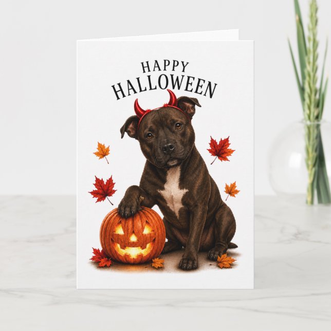 Staffie Staffordshire Devil Dog Card (Front)