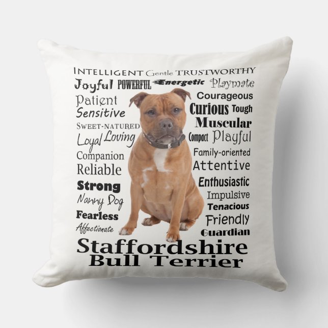 Staffie Traits Pillow (Front)