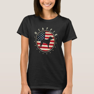 Staffie Usa Flag 4th July Dog Mum Dad T-Shirt