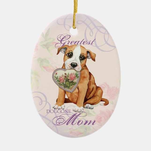 Stafford Heart Mum Ceramic Ornament (Front)