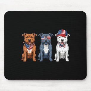Staffordshire Bull Terrier 4th Of July Flag Dog Mouse Pad