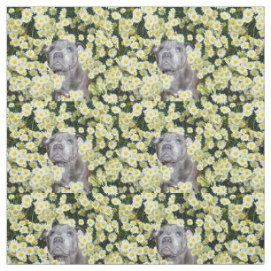 Staffordshire Bull Terrier And Daisies, Fabric