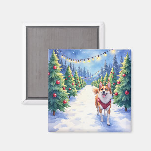 Staffordshire Bull Terrier at Christmas Tree Farm Magnet