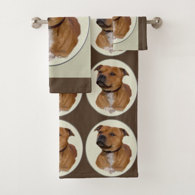 Staffordshire Bull Terrier Bath Towel Set (Insitu)