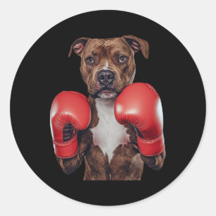 Staffordshire Bull Terrier Boxing  Classic Round Sticker