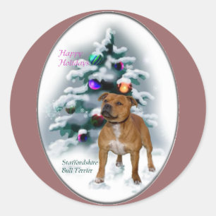 Staffordshire Bull Terrier Christmas Gifts Classic Round Sticker