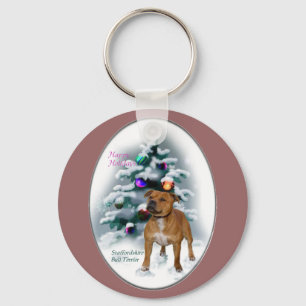 Staffordshire Bull Terrier Christmas Gifts Key Ring