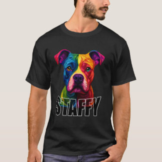 Staffordshire Bull Terrier Colourful Staffy Dog Fa T-Shirt