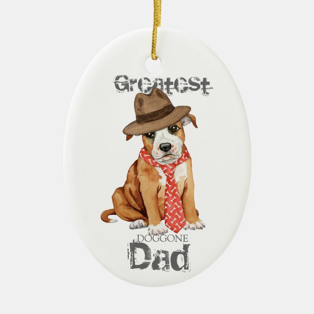 Staffordshire Bull Terrier Dad Ceramic Ornament (Front)