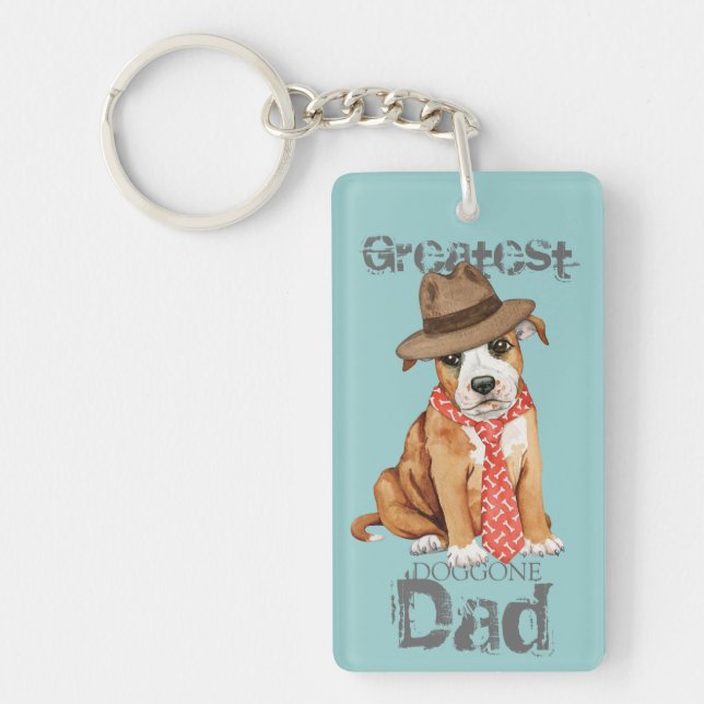 Staffordshire Bull Terrier Dad Key Ring (Front)