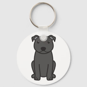 Staffordshire Bull Terrier Dog Cartoon Key Ring
