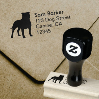 Staffordshire Bull Terrier Dog Return Address Rubber Stamp