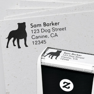 Staffordshire Bull Terrier Dog Return Address Self-inking Stamp