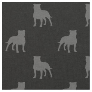 Staffordshire Bull Terrier Dog Silhouettes Pattern Fabric